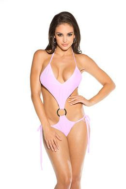 One Piece Tie Side with Ring Sling Shot - Baby Pink - One Size