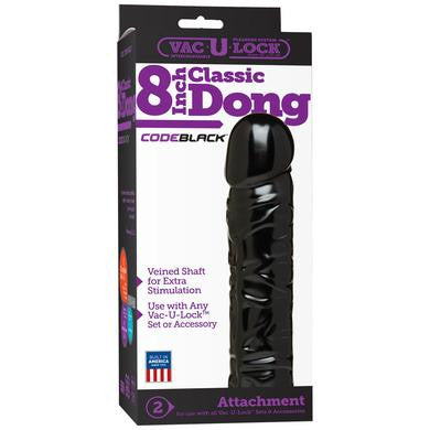Vac-u-lock Codeblack 8 Inch Classic Dong