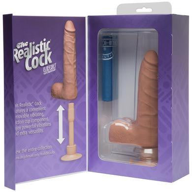The Realistic Cock - Ur3 Slim Vibrating - 7-inch - Brown