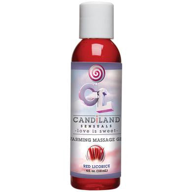 Candiland Sensuals Warming Massage Gel - Red Licorice - 4 Oz.