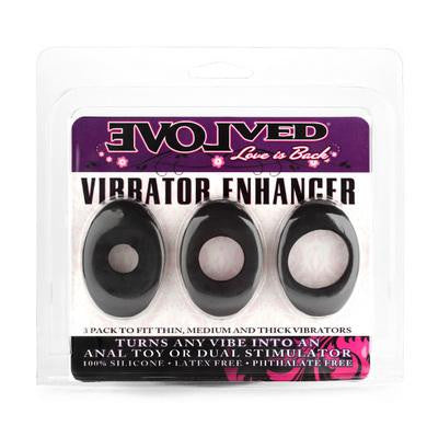 Vibrator Enhancer Silicone - 3 Pack - Black