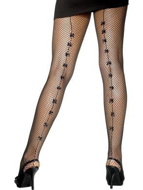 Fishnet Tights with Small Bows - Black Fv-20141