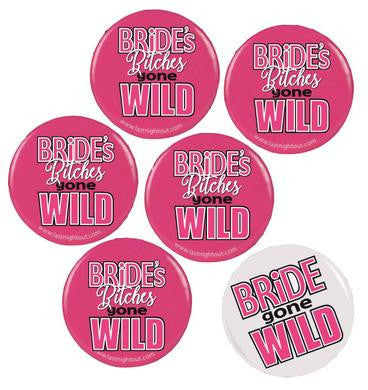 Bride Gone Wild Button Assortment - 6 Buttons