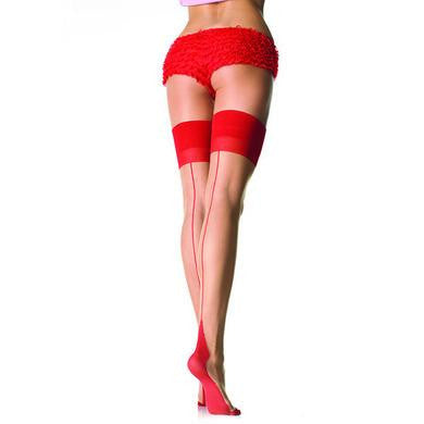 Contrast Top Backseam Stocking - Nude-red - One Size