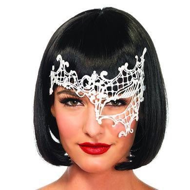 Daring Venetian Applique Eye Mask - White