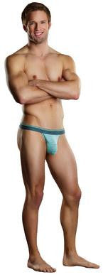 Heather Stripe Bong Micro Thong - Mint and Grey - Small-medium