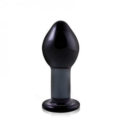 Crystal Premium Glass Plug - Large - Charcoal