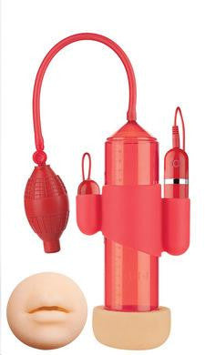 Supreme Vibrating Penis Pump - Mouth - Red