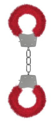 Pleasure Handcuffs Furry - Red