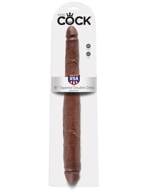 King Cock 16-inch Tapered Double Dildo - Brown