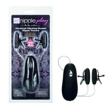Advanced Vibrating Heated Nipple Teasers - Black