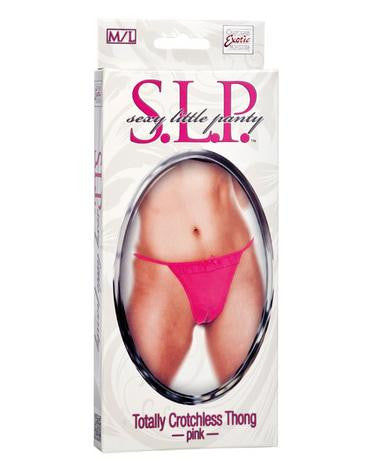 Sexy Little Panty Collection Totally Crotchless Thong - Medium-large - Pink