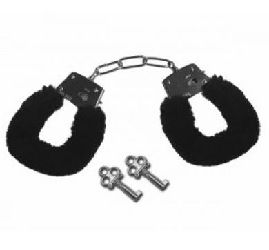 Sex and Mischief Furry Handcuffs - Black