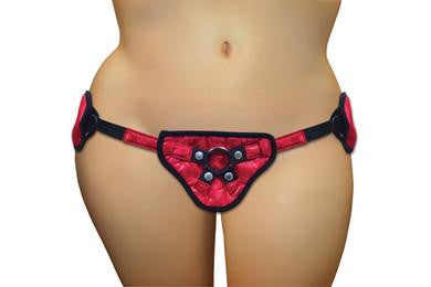 Plus Size Red Lace with Satin Corsette Strap-on