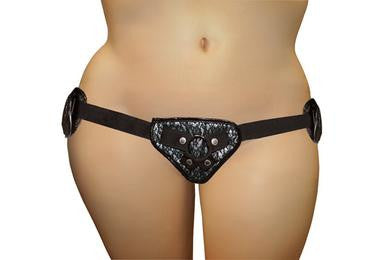 Plus Size Grey and Black Lace Strap-on