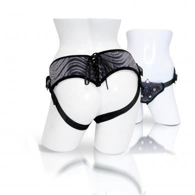 Vibrating Corsette Strap On - Black