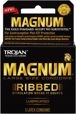 Trojan Magnum Ribbed Lubricated - 3 Pack