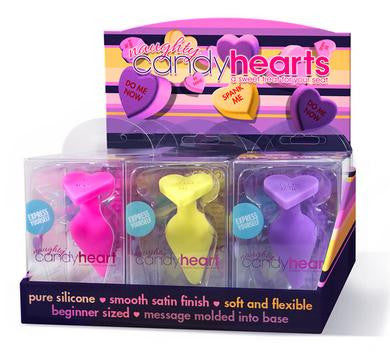 Naughty Candy Hearts - 9  Piece Display - Assorted  Colors