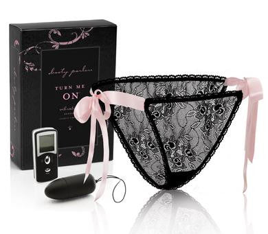 Turn Me On Vibrating Panties - Black Ribbon - 1XL