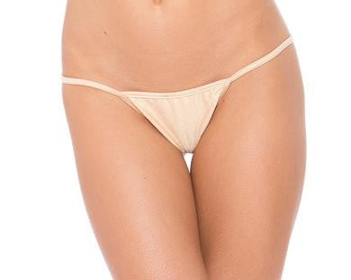 Wide Low Back Thong - Nude  - One Size