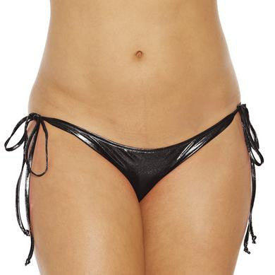 Lame Tie Side Mini Scrunch  Bottom  - Black - One Size