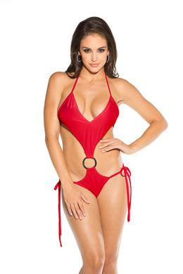 One Piece Tie Side with Ring  Sling Shot - Red - One Size