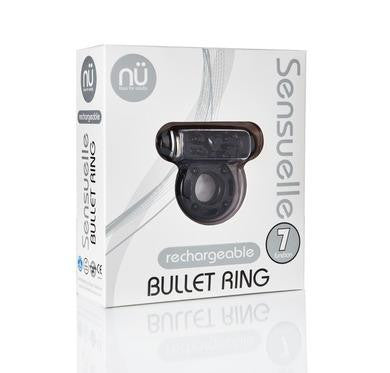 Sensuelle 7 Function Rechargeable Bullet Ring -  Black