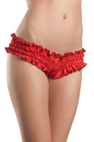 Ruffled Booty Shorts - Red  - Medium