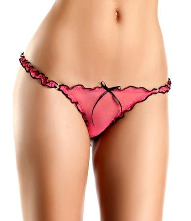 Mesh Thong - Melon and  Black - Large