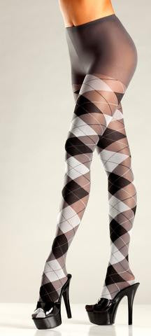 Grey and Black Argyle Tights