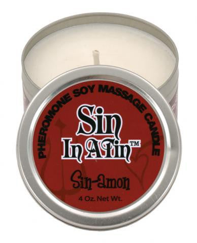 Sin-Amon Fragrance PHEROMONE Soy Massage Candle - 4 oz.