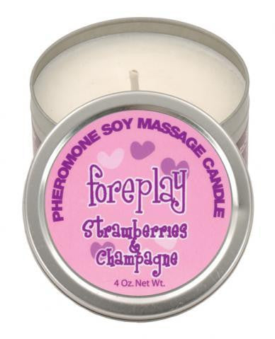 Foreplay, Strawberries and Champagne Soy Massage Candle - 4 oz.