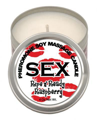 Sex, Ripe And Ready Raspberry PHEROMONE Soy Massage Candle - 4 oz.