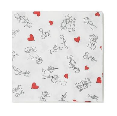 Stick Figure Style Napkins - 8 Pack