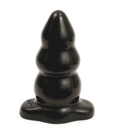 Large Triple Ripple Butt Plug - Black