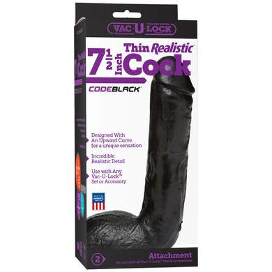 Vac-u-lock Codeblack 7.5 Inch  Thin Realistic Cock