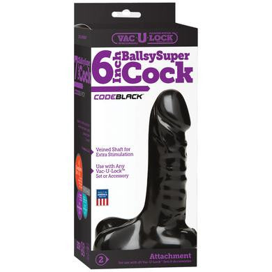 Vac-u-lock Codeblack 6 Inch  Ballsy Super Cock