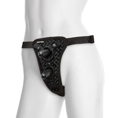 Vac-u-lock Double Penetration Velvet Harness with 2 Plugs