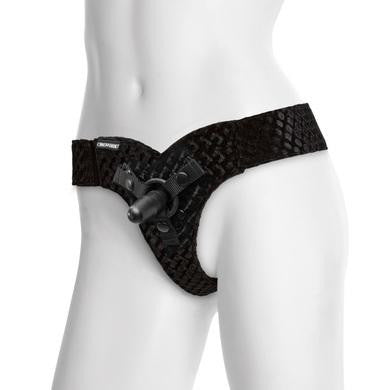 Vac-u-lock Ez Rider Thong Velvet Harness with Plug