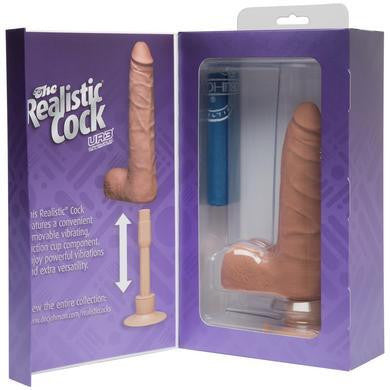 The Realistic Cock - Ur3 Slim  Vibrating - 7-inch - Brown