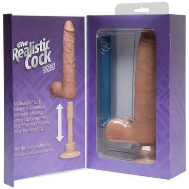 The Realistic Cock - Ur3 Slim  Vibrating - 9-inch - Brown