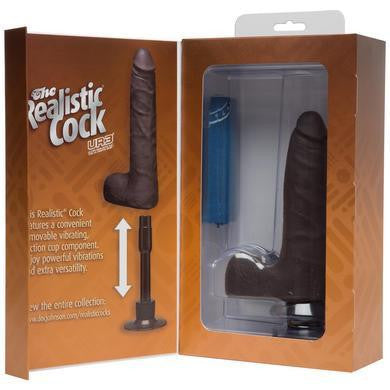 The Realistic Cock - Ur3 Slim  Vibrating - 7-inch - Black