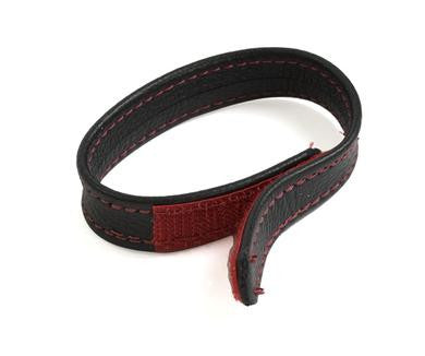 Reds Black Leather Velcro Cock Strap - Black