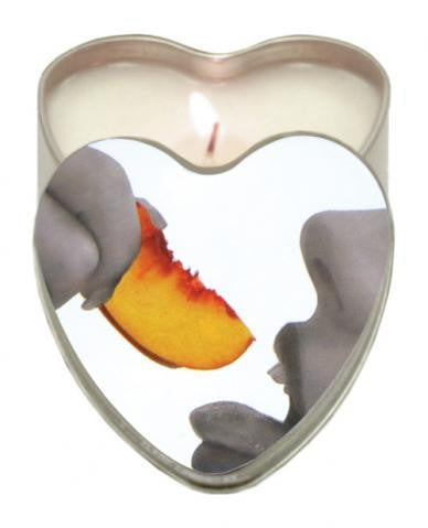 Peach Edible Massage Oil Heart Candle - 4 oz.