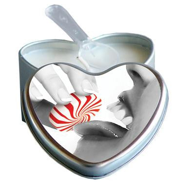 Peppermint Edible Massage Oil Heart Candle - 4 oz.