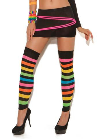 Neon Striped Leg Warmers - One Size