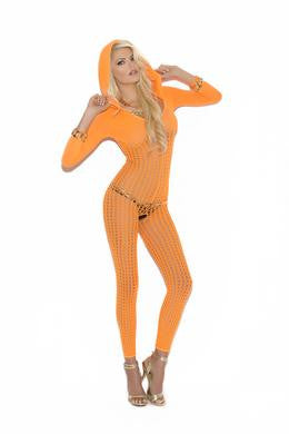 Bodystocking with Hood - Neon  Orange - One Size