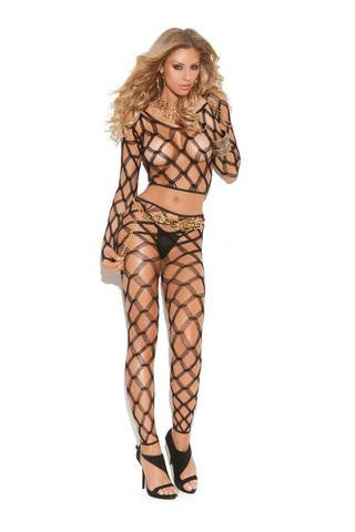 2 Piece Diamond Net Cami Top Set - Black - One Size