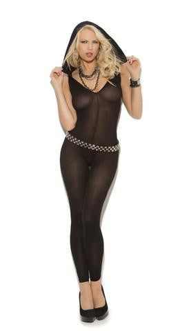 Hooded Bodystocking - Black - One Size