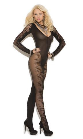 Sheer Bodystocking - Black - One Size